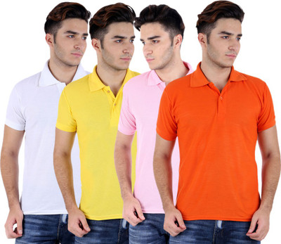 

Sanvi Traders Solid Men Polo Neck Multicolor T-Shirt(Pack of 4