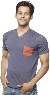 

Wear Your Opinion Solid Men's V-neck Dark Blue T-Shirt, Navy blue