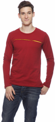 

Gritstones Solid Men's Round Neck Maroon T-Shirt