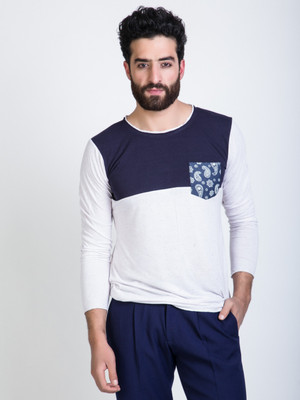 

Mr Button Solid Men's Round Neck White T-Shirt