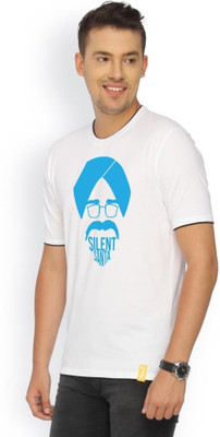 

Campus Sutra Printed Men Round Neck White T-Shirt