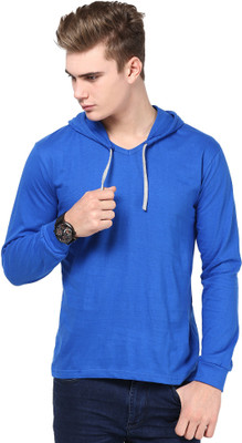 

Inkovy Solid Men' Hooded Blue T-Shirt, Royal blue
