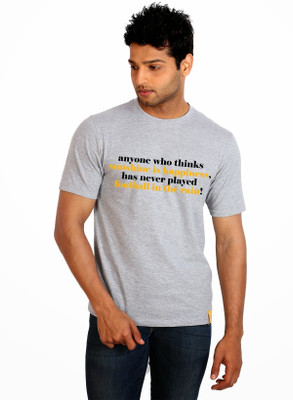 

Campus Sutra Printed Men Round Neck Grey T-Shirt