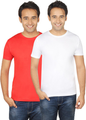 

Quetzal Solid Men's Round Neck White, Red T-Shirt(Pack of 2, Red;white