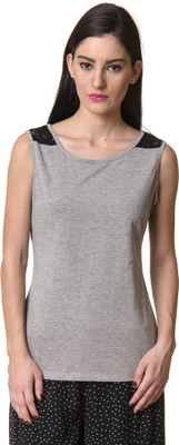 

Rute Solid Women' Round Neck Grey T-Shirt