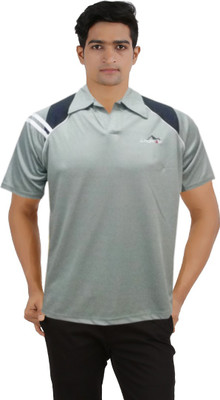 

Lyril Solid Men's Flap Collar Neck Grey T-Shirt