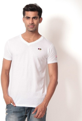 

Londoner Solid Men's V-neck White T-Shirt