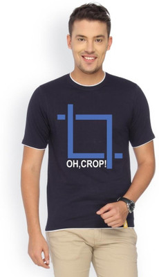 

Campus Sutra Printed Men Round Neck Blue T-Shirt