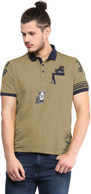 

Fritzberg Printed Men's Polo Neck Brown T-Shirt, Melting brown