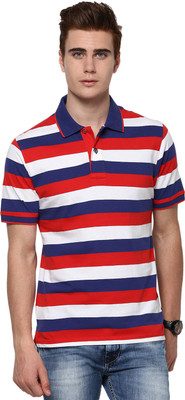 

Mudo Striped Men's Mandarin Collar Blue, Red T-Shirt, Blue/white