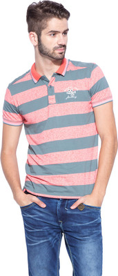 

Mufti Striped Men's Polo Neck Red, Green T-Shirt, Tomato