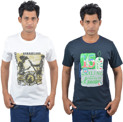 

Josh Button Solid Men's Round Neck White T-Shirt(Pack of 2, Grey;white
