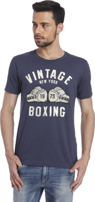 

Jack & Jones Graphic Print Men's Round Neck Blue T-Shirt, Mood indigo