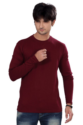 

Elegance Cut Solid Men's Round Neck Maroon T-Shirt