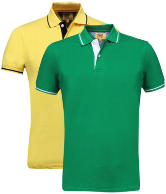 

Campus Sutra Solid Men Henley Multicolor T-Shirt(Pack of 2, Green;yellow