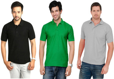 

Keepsake Solid Men's Polo Neck Multicolor T-Shirt(Pack of 3, H black
