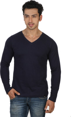 

Rigo Solid Men's V-neck Blue T-Shirt