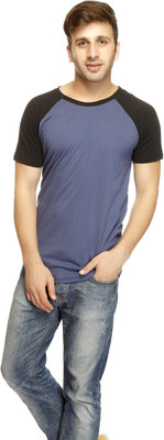 

Gritstones Solid Men' Round Neck Black, Blue T-Shirt