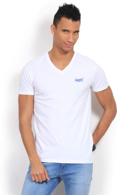 

Superdry Solid Men's V-neck White T-Shirt, 01c