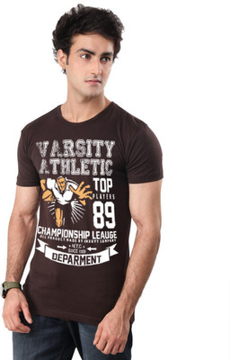 

Inkovy Graphic Print Men' Round Neck Brown T-Shirt