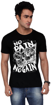 

Inkovy Graphic Print Men's Round Neck Black T-Shirt