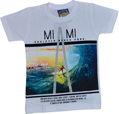 

Smilee Boys Printed T Shirt(White, Pack of 1)