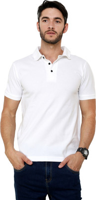 

Rigo Solid Men's Polo Neck White T-Shirt