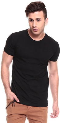 

Izinc Solid Men' Round Neck Black T-Shirt