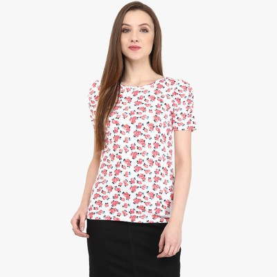 

Honey By Pantaloons Printed Women' Round Neck White T-Shirt