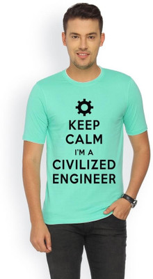 

Campus Sutra Printed Men Round Neck Green T-Shirt