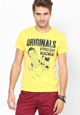 

Jack & Jones Graphic Print Men's Round Neck Yellow T-Shirt, Maize