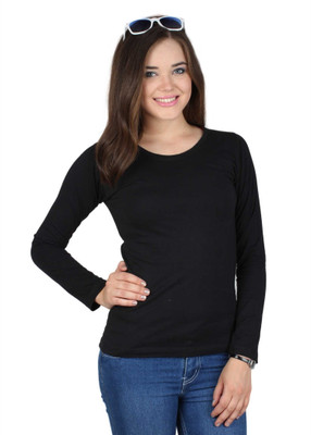 

SayItLoud Solid Women's Round Neck Black T-Shirt