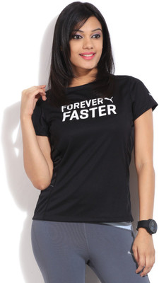 

Puma Printed Women's Round Neck Black T-Shirt, Virtual pink