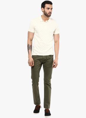 

Jack & Jones Printed Men's Polo Neck White T-Shirt, Whisper white