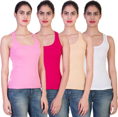 

2 Day Solid Women' Round Neck Multicolor T-Shirt(Pack of 4, Baby pink;fushia;skin;white