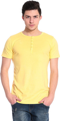 

Lemon & Vodka Solid Men' Henley Yellow T-Shirt