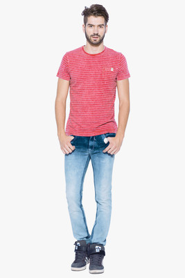

Mufti Striped Men's Round Neck Red, White T-Shirt