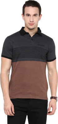 

Avoir Envie Striped Men' Polo Neck Grey, Brown T-Shirt, Brown;grey