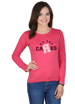SayItLoud Printed Women's Round Neck Pink T-Shirt