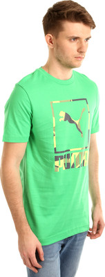 

Puma Graphic Print Men' Round Neck Green T-Shirt, Island green