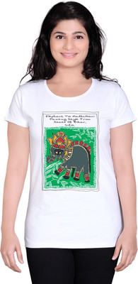 

Tantra Printed Women's Round Neck White T-Shirt