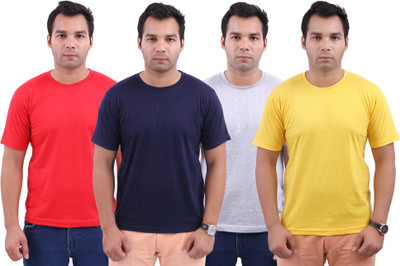 

Stylenfly Solid Men's Round Neck Red, Dark Blue, Grey, Yellow T-Shirt(Pack of 4, Dark blue;grey;red;yellow