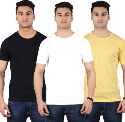 Fasha Solid Men Round Neck Multicolor T-Shirt(Pack of 3)