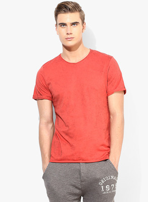 

Jack & Jones Solid Men's Round Neck Red T-Shirt, Baked apple