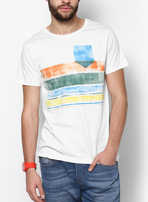 

Jack & Jones Graphic Print Men's Round Neck White T-Shirt, Cloud dancer