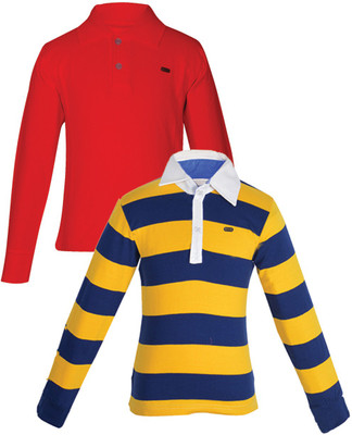 

Gkidz Boys Solid, Striped Cotton T Shirt(Multicolor, Pack of 2, Red