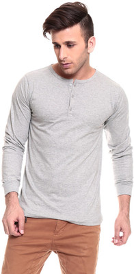 

Izinc Solid Men' Henley Grey T-Shirt