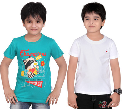 Dongli Boys Solid T Shirt(Light Blue, Pack of 2)