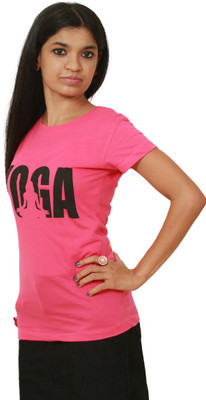

Auraa Printed Women' Round Neck Pink T-Shirt
