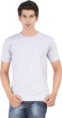 

FLEXIMAA Solid Men's Round Neck Grey T-Shirt